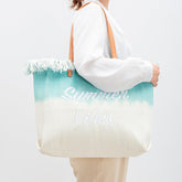 Sac fourre-tout brodé Sac en toile à pompon Sac à pression magnétique Sac de bureau Sac sous les bras Sac à bandoulière de plage Été